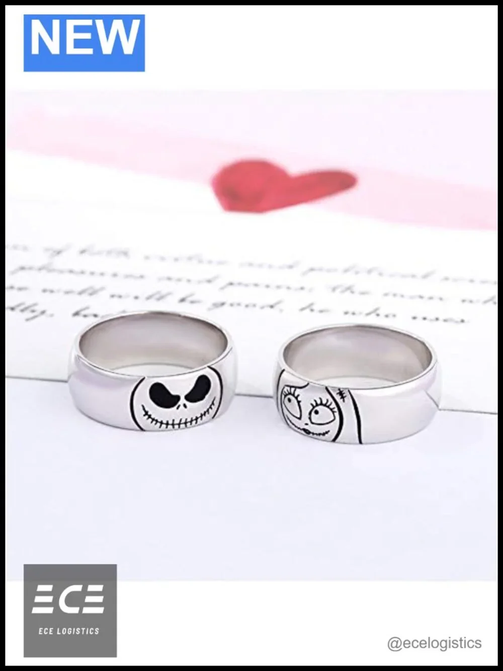 925 Sterling Silver Couple Rings Band Set with Gift Box